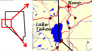 Lake Tahoe area map